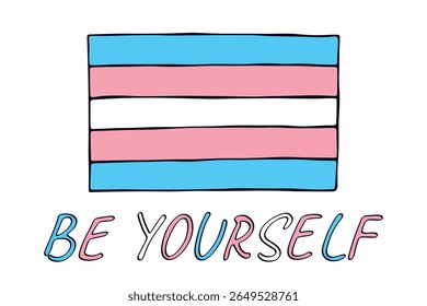 Bandeira do orgulho Transgender colorido Feliz dia do orgulho LGBTQ comunidade Orgulho Mês do Orgulho Vetor mão desenhada rabiscar para cartazes, adesivos, logotipo, cartões