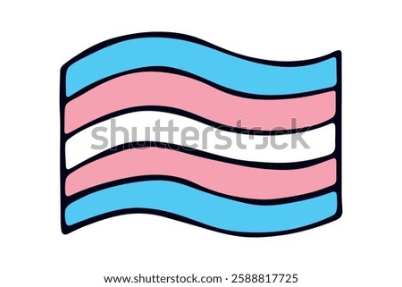 Colorful Transgender pride flag Happy pride day LGBTQ community Pride Month Vector hand drawn doodle for posters, stickers, logo, cards