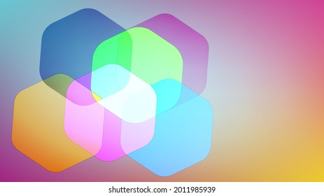Colorful Transparant Cubes illustration with with pink orange and blue gradient mesh background nice for wallpaper and card