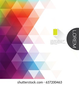 colorful transparency and fade triangle background with white space on beside for text. Modern background for business or technology presentation. vector illustration