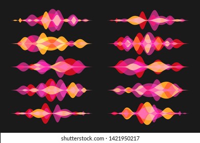 Colorful Transparent Audio Wave Or Soundwave For Music Apps And Websites. Creative Vector Illustration Of Volume Level 