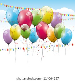 Colorful transparent balloons - birthday background