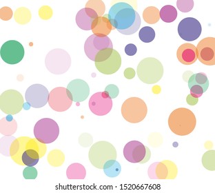 Colorful transparent bubbles, circles on a white background. Bokeh preset, design element to create light, delicate patterns. Vector illustration