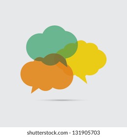 Colorful Transparent Cloud Shaped Speech Bubbles
