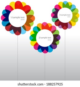colorful transparent flowers with place for your text