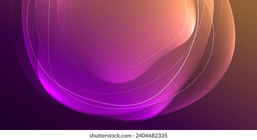 Colorful transparent flowing fluid shapes with glow effect geometric background. Wavy lines round forms. Vector illustration For Wallpaper, Banner, Background, Card, Book Illustration, landing page