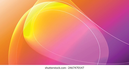 Colorful transparent flowing fluid shapes with glow effect geometric background. Wavy lines round forms. Vector illustration For Wallpaper, Banner, Background, Card, Book Illustration, landing page