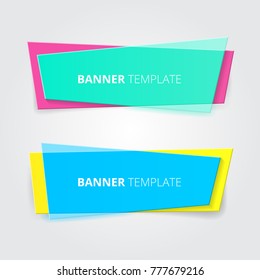 colorful transparent geometric vector banners. Advertising Design shape. Vector label tag.