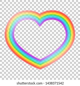 Colorful transparent heart halo rainbow vector illustration. Heart halo beautiful meteorological phenomenon. Fantasy symbol of good luck. Round rainbow in red, orange, yellow, green, blue, violet