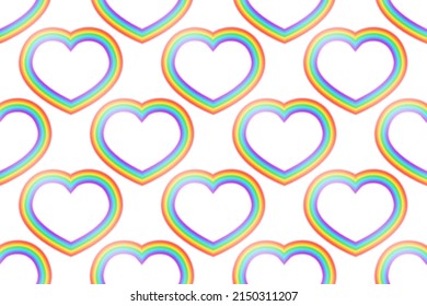 Colorful transparent heart halo rainbow vector illustration. Heart halo beautiful seamless pattern. LGTB rainbow symbol in red, orange, yellow, green, blue, violet