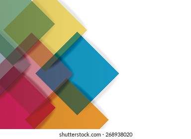 Colorful transparent paper square background. Vector illustration
