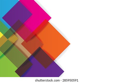Colorful transparent paper square background. Vector illustration