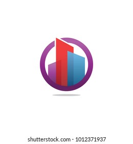 Colorful transparent real estate building circle logo design concept vector