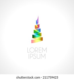 Colorful transparent ribbons logo template