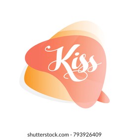 Colorful transparent speech bubble with word Kiss . Lovely and romantic message. Isolated vector design for mobile app, online chat or messenger