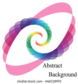 Colorful Transparent Spirals Converging to the Center. Elliptical Design Element. Vector Illustration.