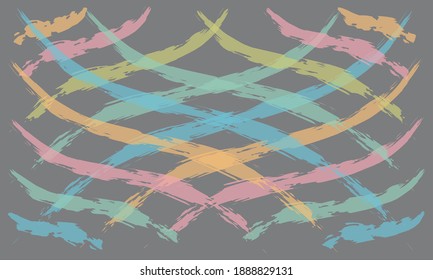 colorful transparent sribble paint brush. cross horizontal pattern. dark gray background. vector illustration