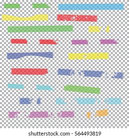 Colorful Transparent Tape set with Grunge or Distress Effect vector illustration