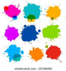 Colorful Transparent Vector Stains, Blots, Splashes Set 