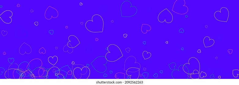 Colorful Transparent White Ornamental Fabrics. Rainbow Blue Violet Confetti Neon Simple Romantic Pic. Hearts Vector Bright Pink Purple Modern Design. Love Red Party Multicolor Green Print.