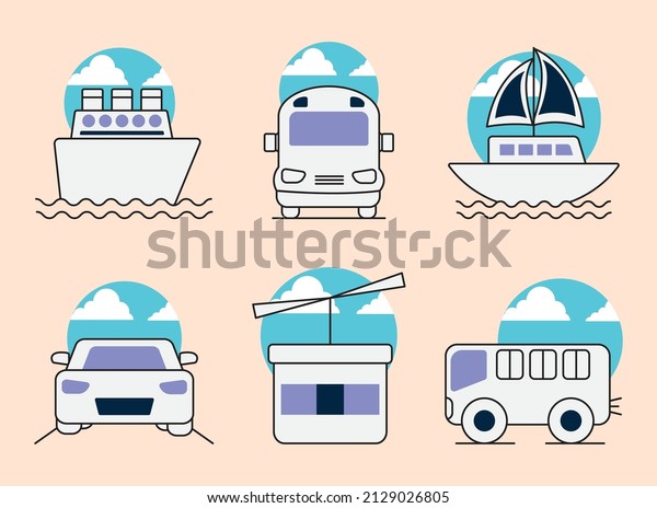 colorful transport icon set\
design