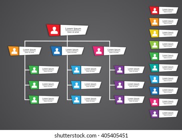 Colorful trapezoid Organization Chart Infographics with People Icon, Business Structure, Vector Illustration.