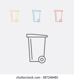 Colorful trash bin vector icon set