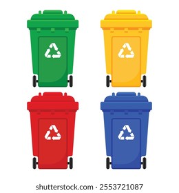 Colorful Trash Bin Vector Illustration