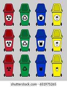 Colorful trash bin vector  set
