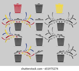 Colorful trash bin vector  set