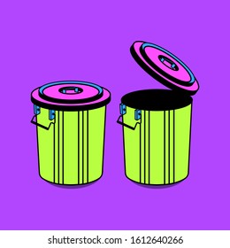 colorful trash can, bin, garbage vector