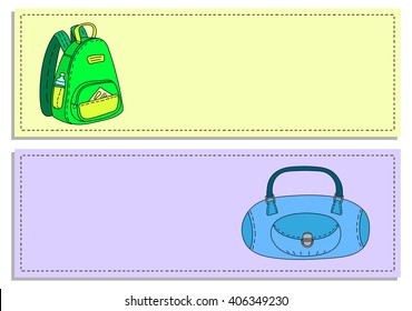 Colorful travel bags banners set, vector