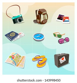 Colorful Travel Clipart in Cartoon style