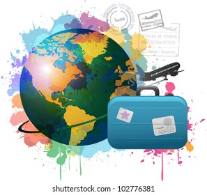 Colorful travel concept paint splat design