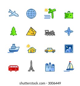 colorful travel icons