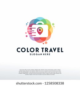 Colorful Travel Point logo vector, Suitcase logo designs template, design concept, logo, logotype element for template