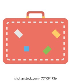 
A colorful traveling suitcase flat vector icon 
