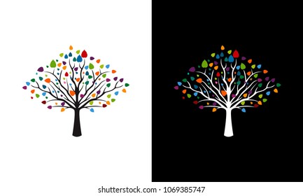 Colorful Tree Background vector, Tree Background template