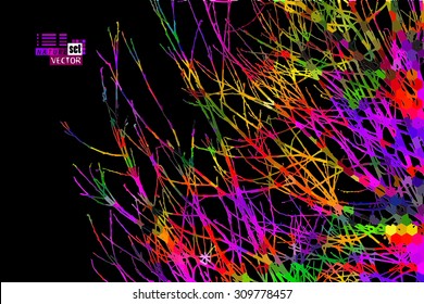 Colorful tree branch background. Vector