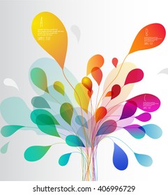 Colorful tree created from lines and leafs.