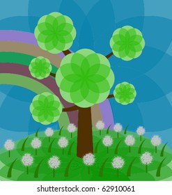 colorful tree garden created abstract type vectors