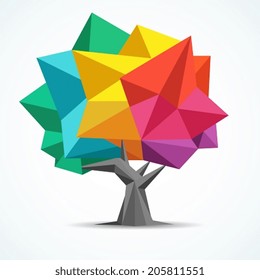 Colorful Tree. Geometric Polygon Design