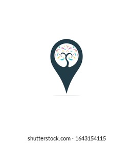 Colorful tree and GPS pin logo design. Spa and Salon or Health Center Locator.