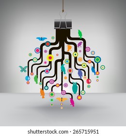 Colorful Tree Hung by a Binder Clip 
