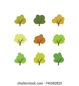 Colorful Tree Icon Designs Vector