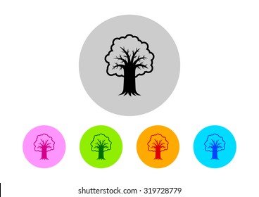 Colorful tree icons on white background