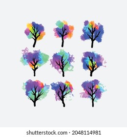 Colorful tree illustration. Creative design.