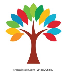 Colorful tree illustration, perfect for digital projects and printable graphic designs.