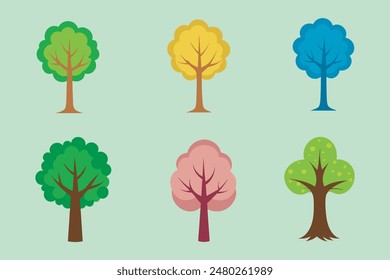 Colorful Tree Illustrations: Free Vector Art for Nature-Themed Designs.