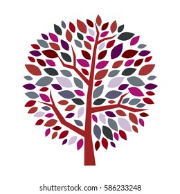 Colorful tree isolated on a white background, Vector illustration